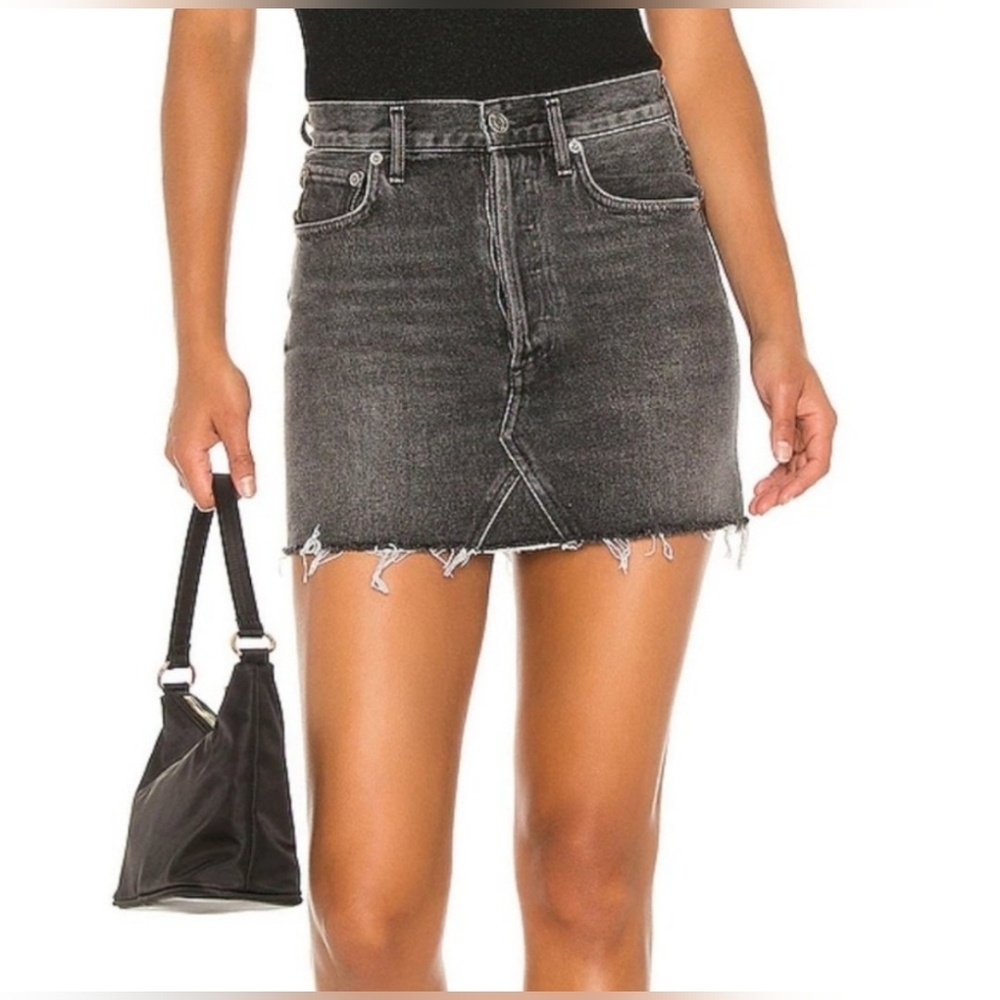 AGOLDE Quinn Denim Mini Skirt – Jinx In Dark Grey Size 25